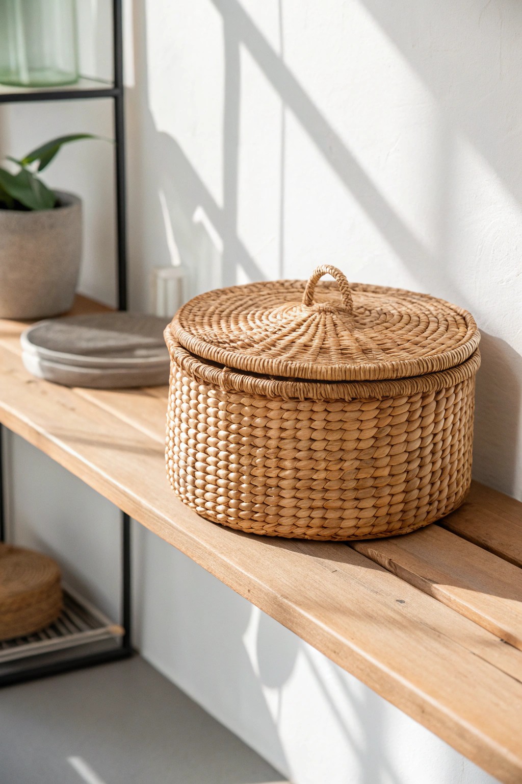 Hide office clutter beautifully with a handcrafted basket.