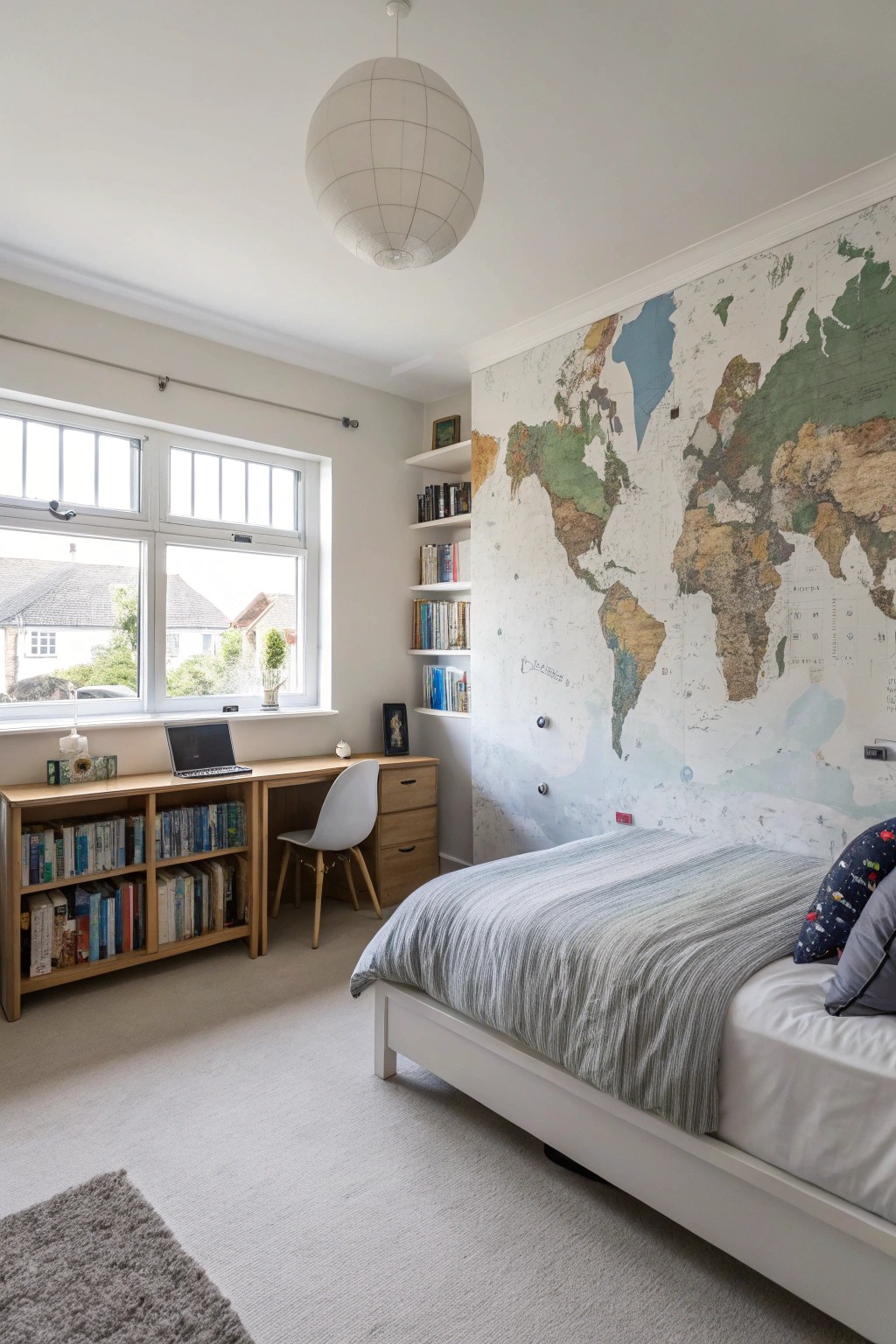 A mural or map mural brings a sense of adventure to the room.
