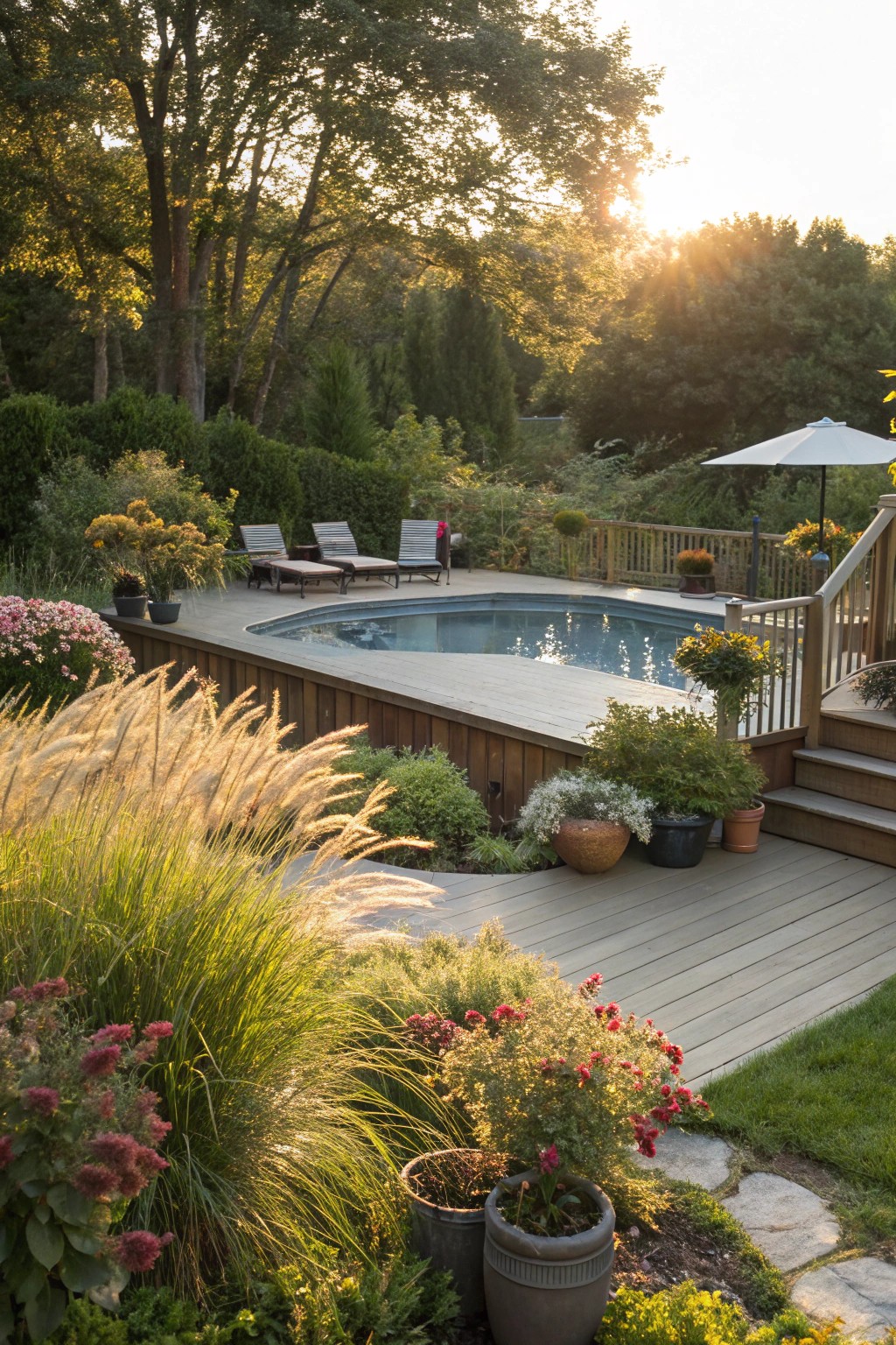 Lush landscaping makes your pool area feel like a hidden retreat.