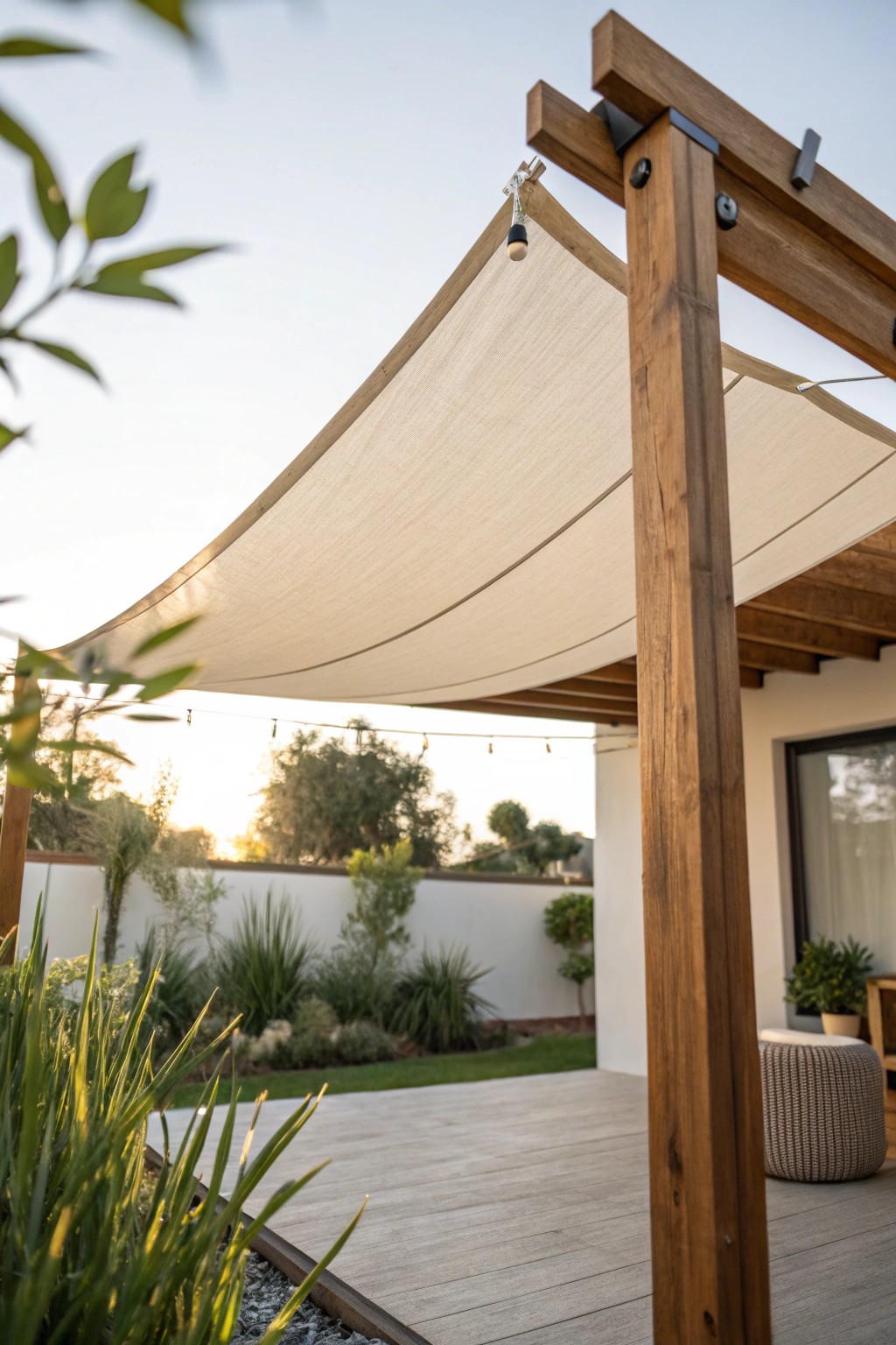 Effortless backyard elegance: retractable shade sails for instant privacy and style.
