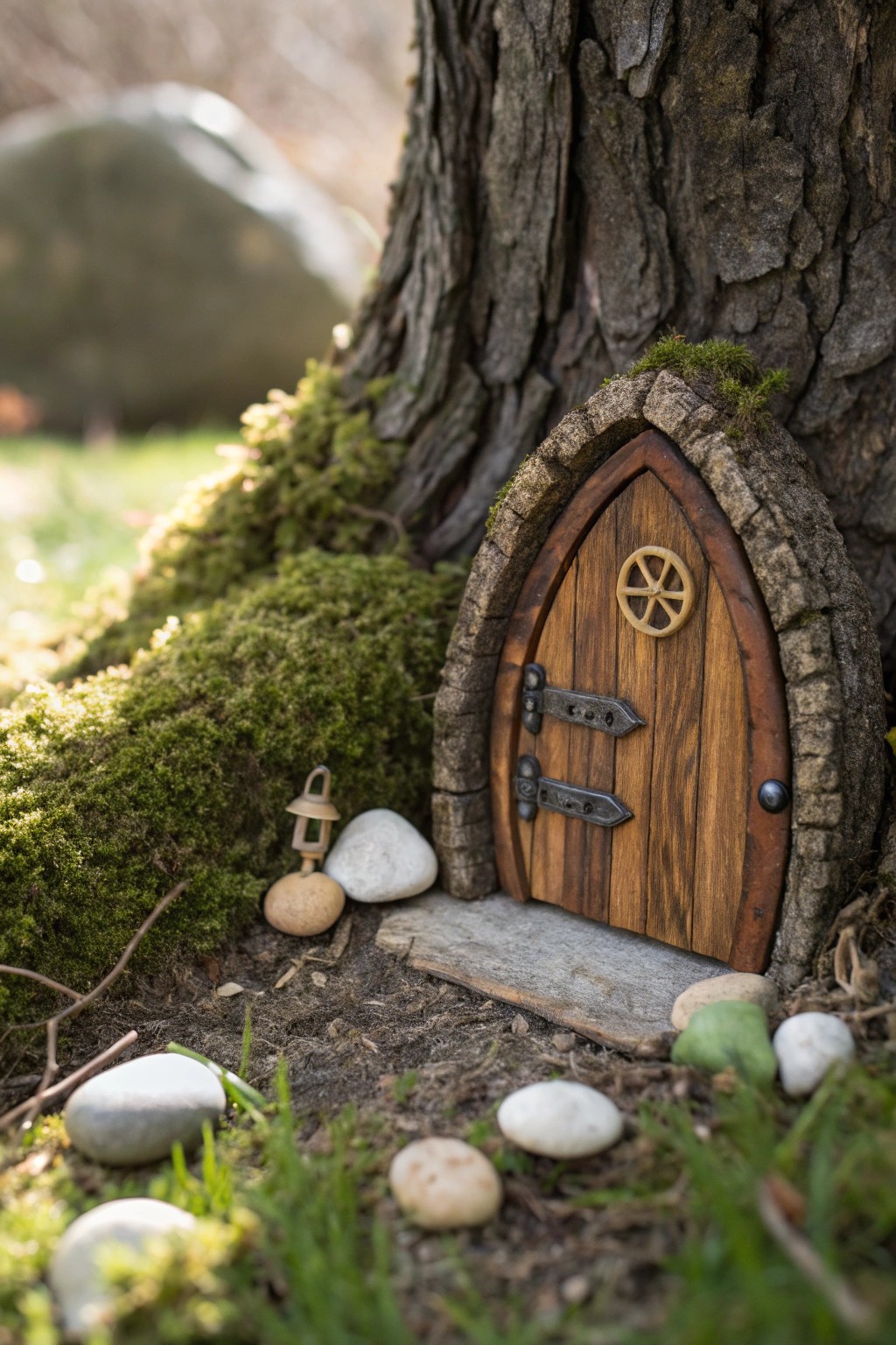 Add a touch of whimsy to your garden with a handcrafted tree door.
