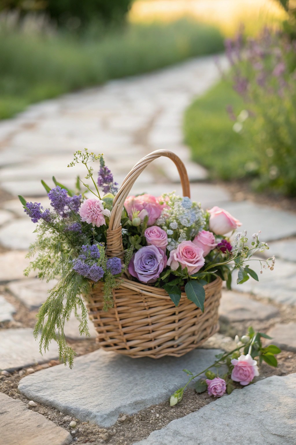 A charming basket of cottage garden blooms—simple beauty for your garden path.