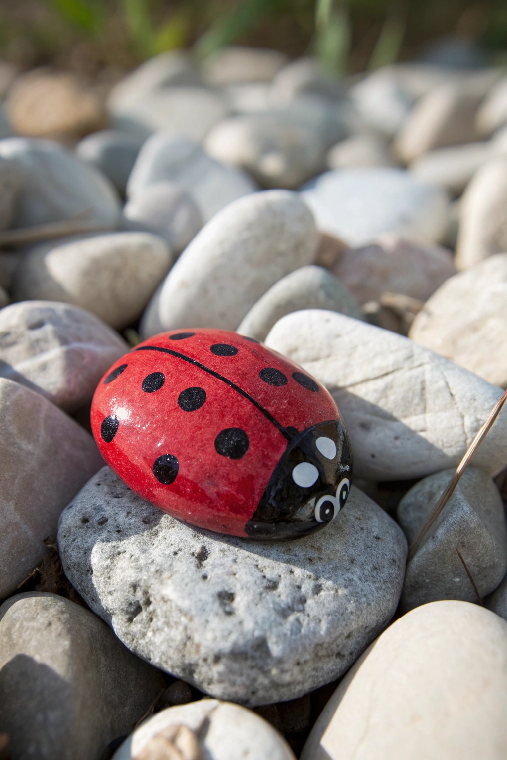 Add a pop of personality to your rock garden with a hand-painted ladybug stone.
