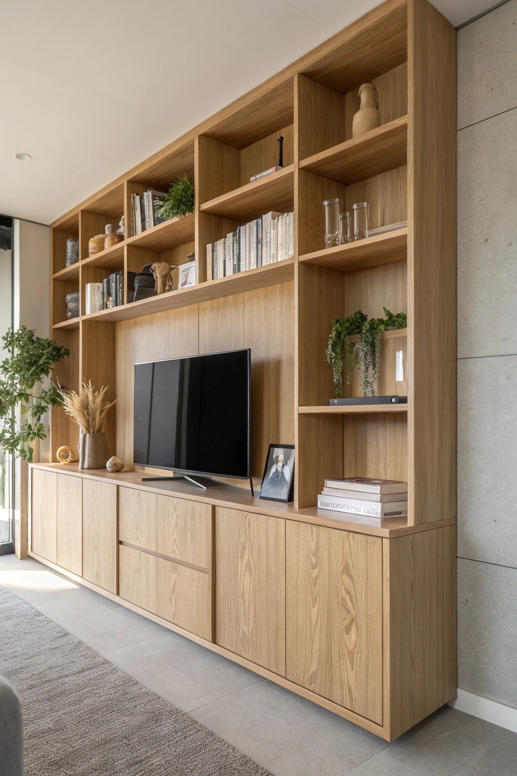 Effortless style meets smart storage—discover the beauty of a modular TV wall.