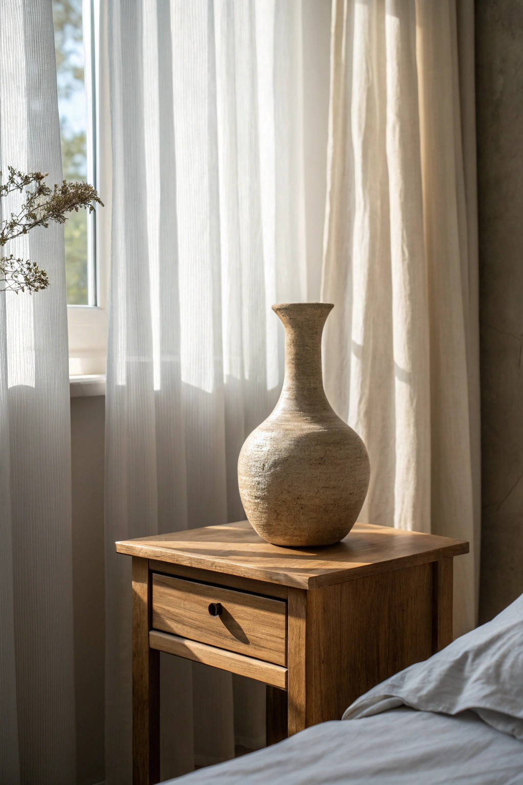 Elevate your bedroom with a striking sculptural vase—where art meets everyday beauty.