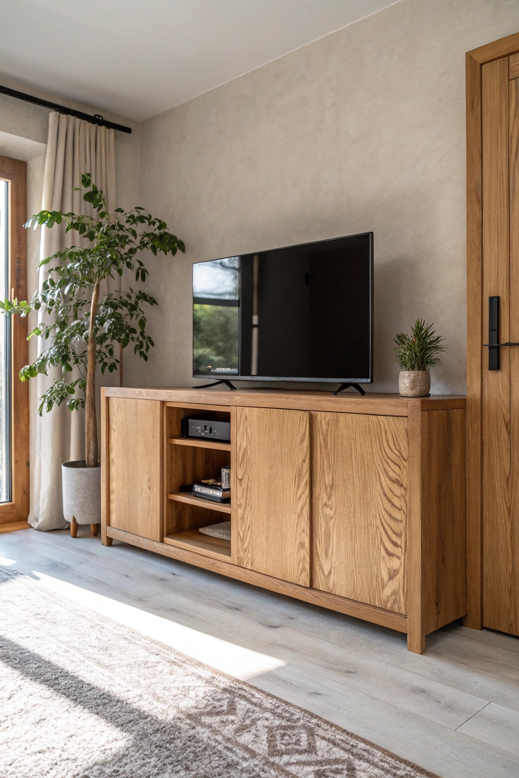 Effortless elegance: a hidden TV solution that lets natural beauty shine.