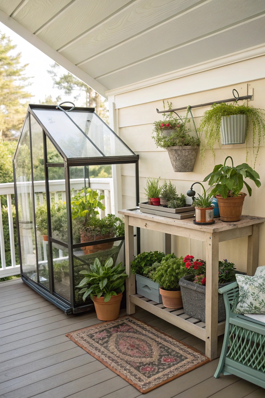 A greenhouse nook brings out your inner gardener right on the porch.