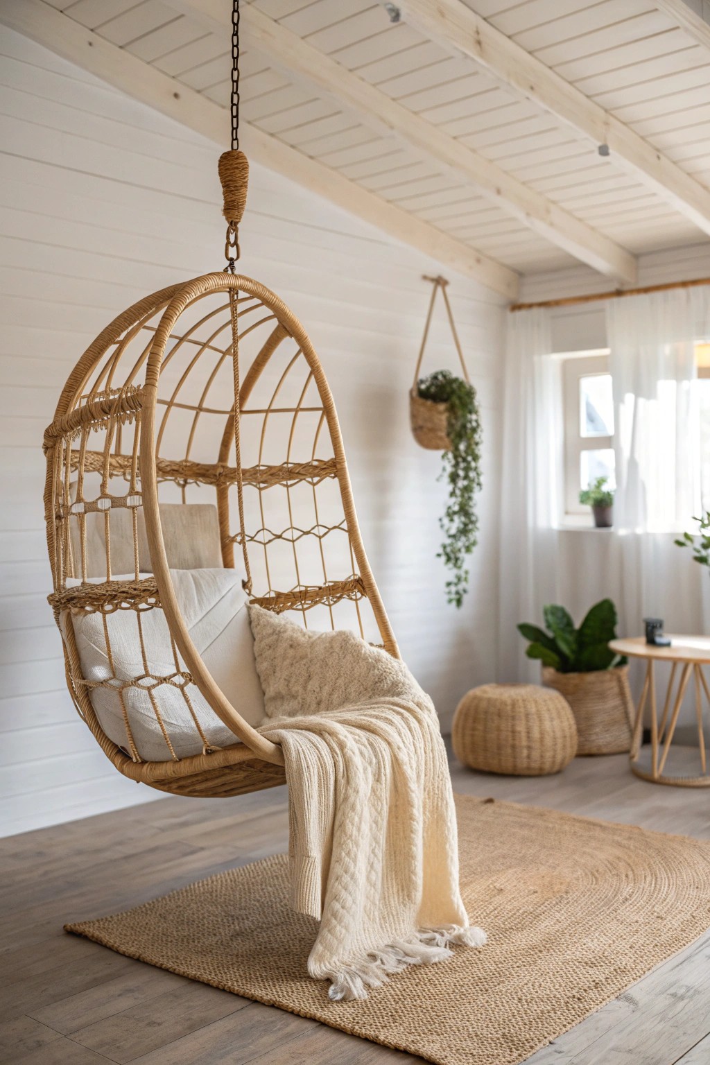 Bring effortless charm to your room with a cozy hanging swing chair.