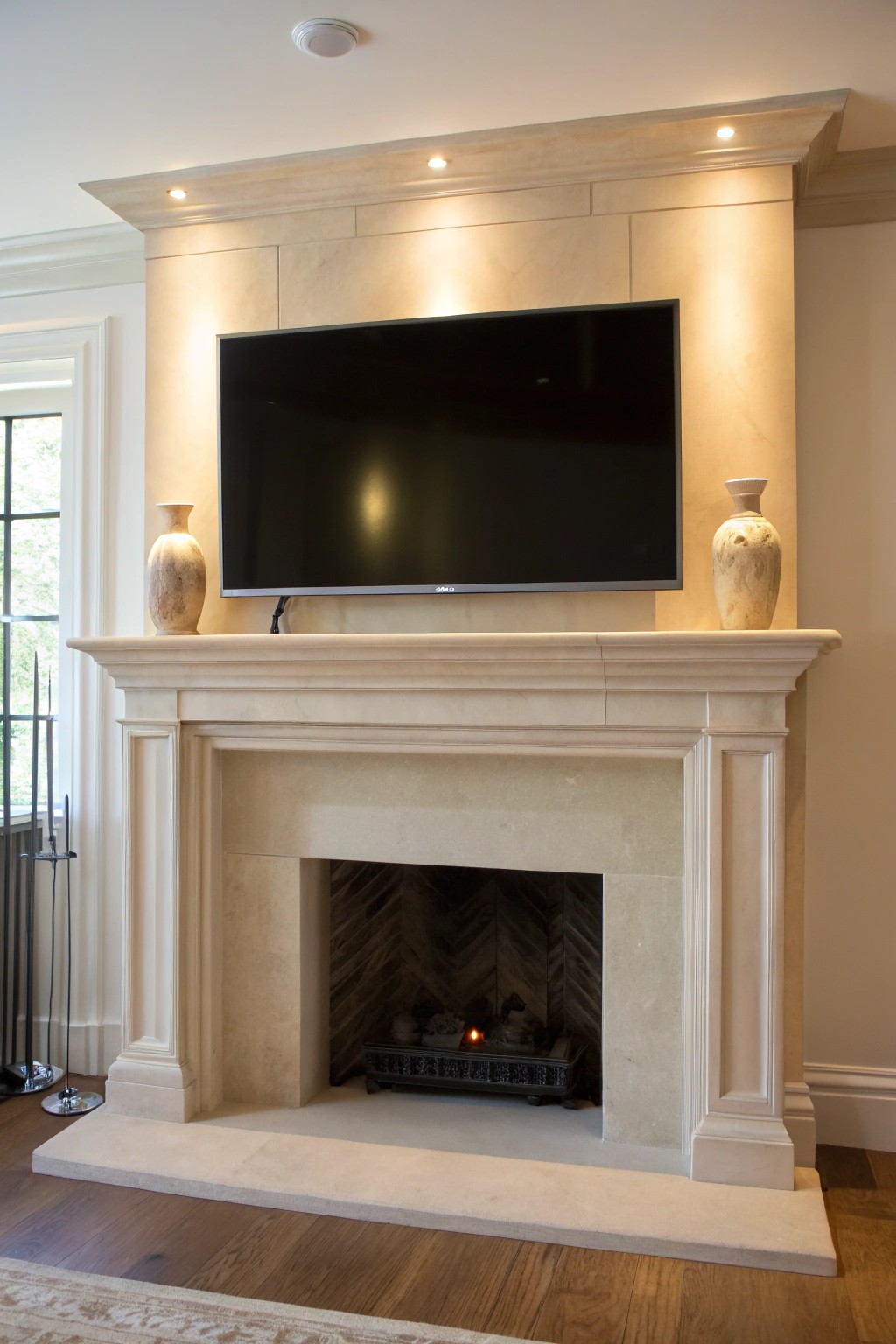 Elevate your space—merge cozy charm and modern tech with a perfectly mounted TV above the fireplace.