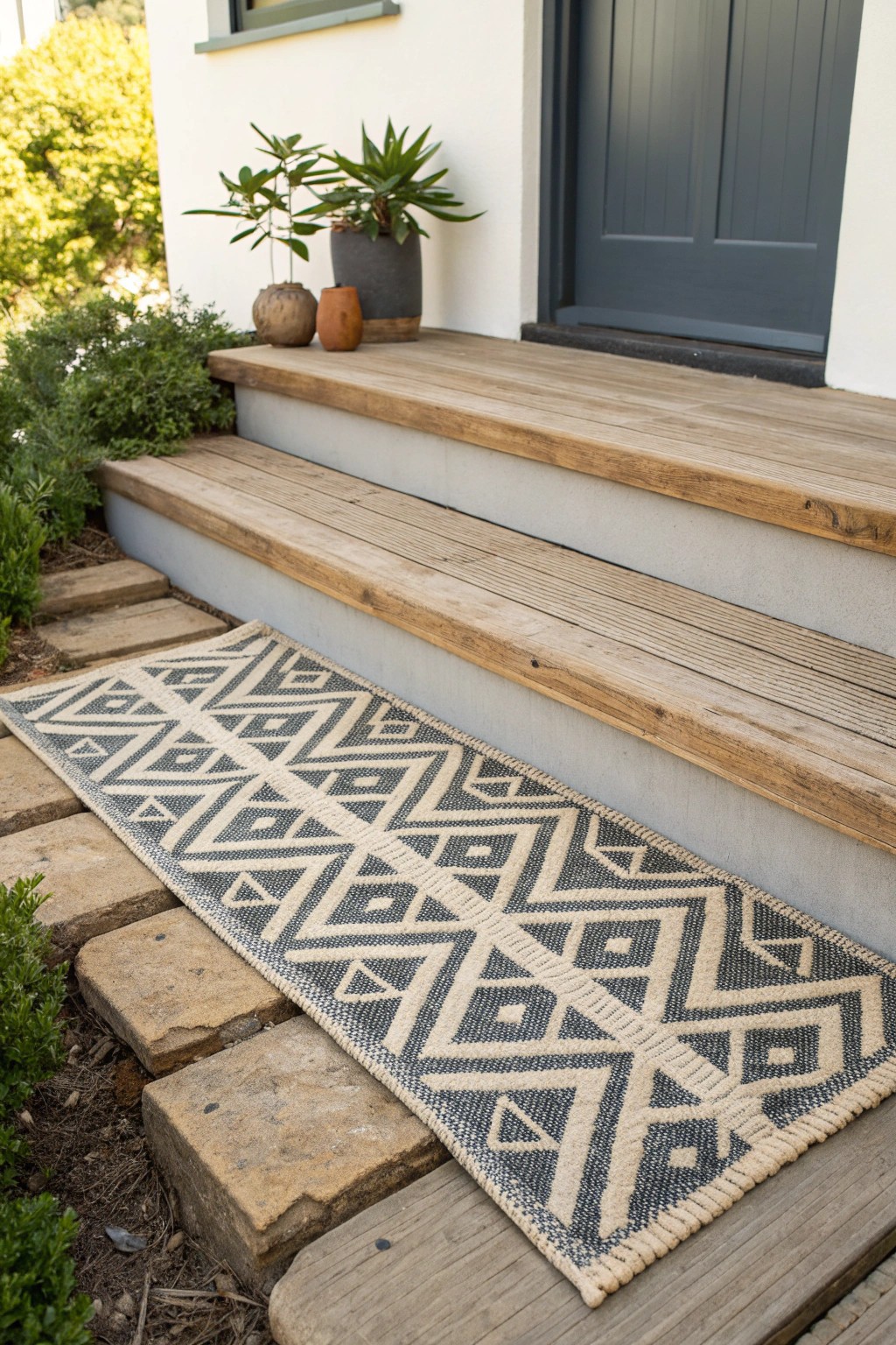 Cozy up your entryway with a statement outdoor rug.