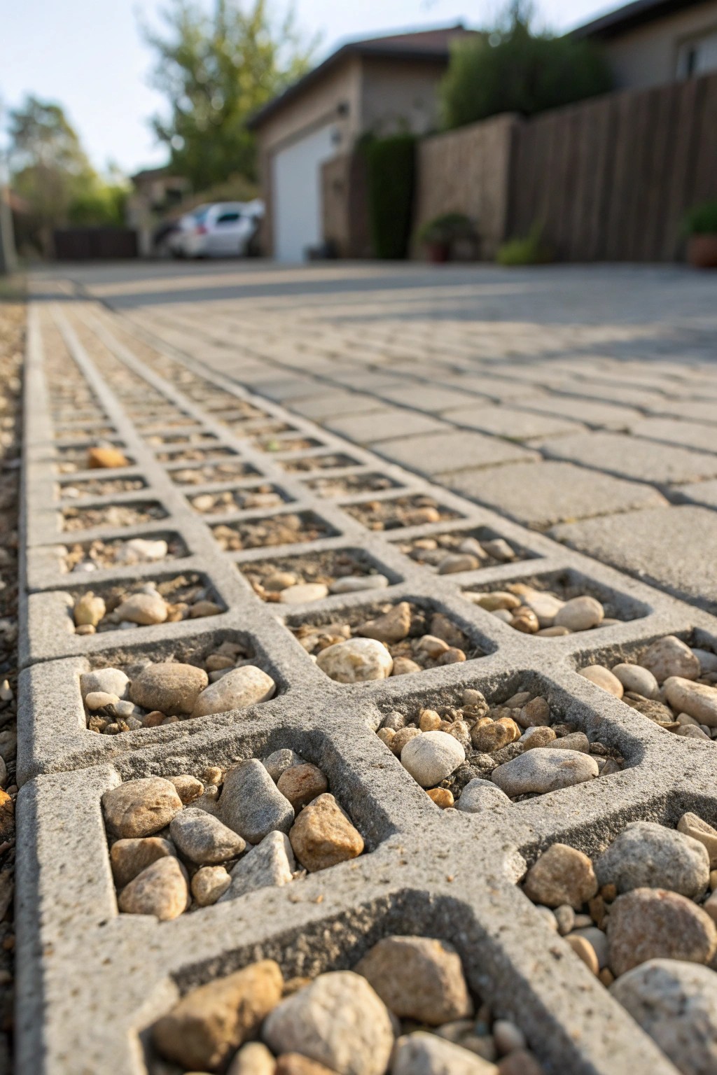 Permeable paver base: beauty and stability for your gravel driveway.