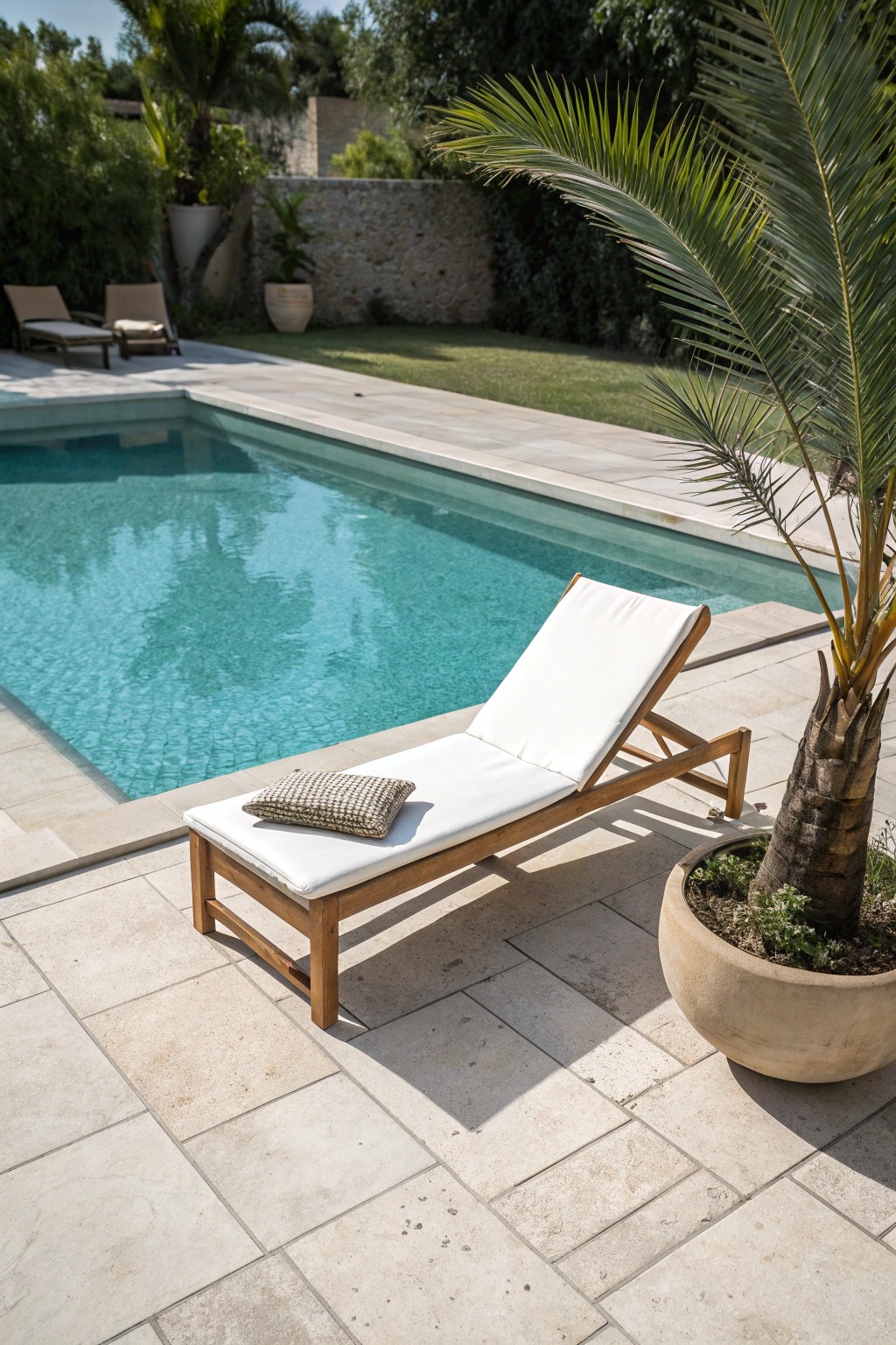 Sleek poolside lounge: modern simplicity meets resort relaxation.