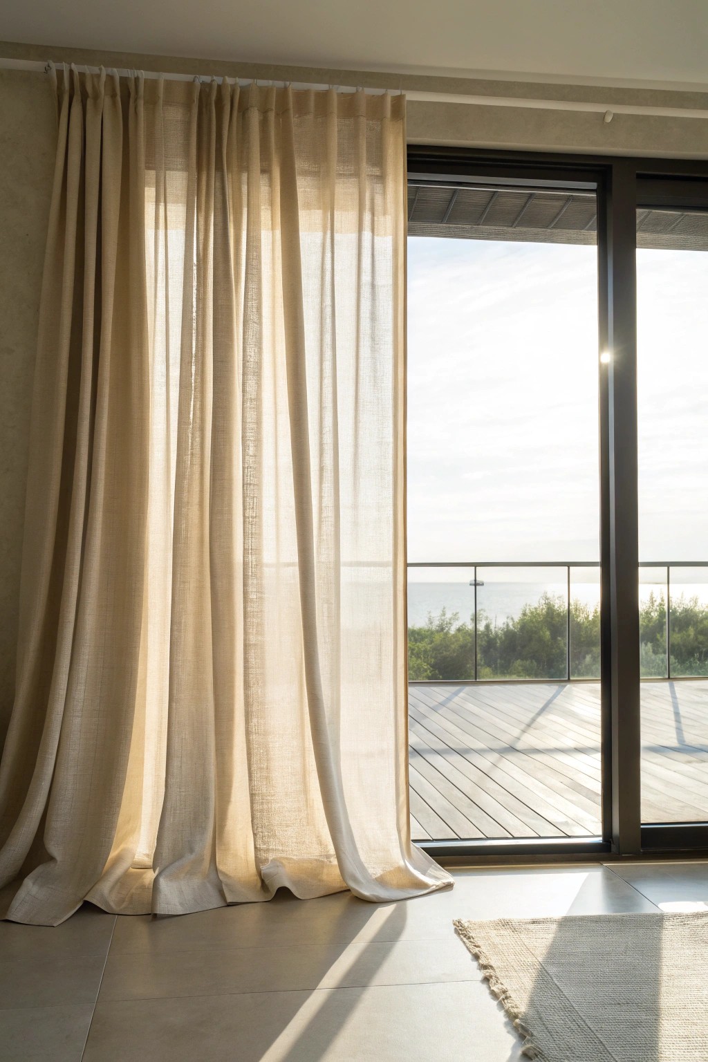 Elevate your space with a stunning floor-to-ceiling curtain wall—simple, natural, and beautifully crafted.