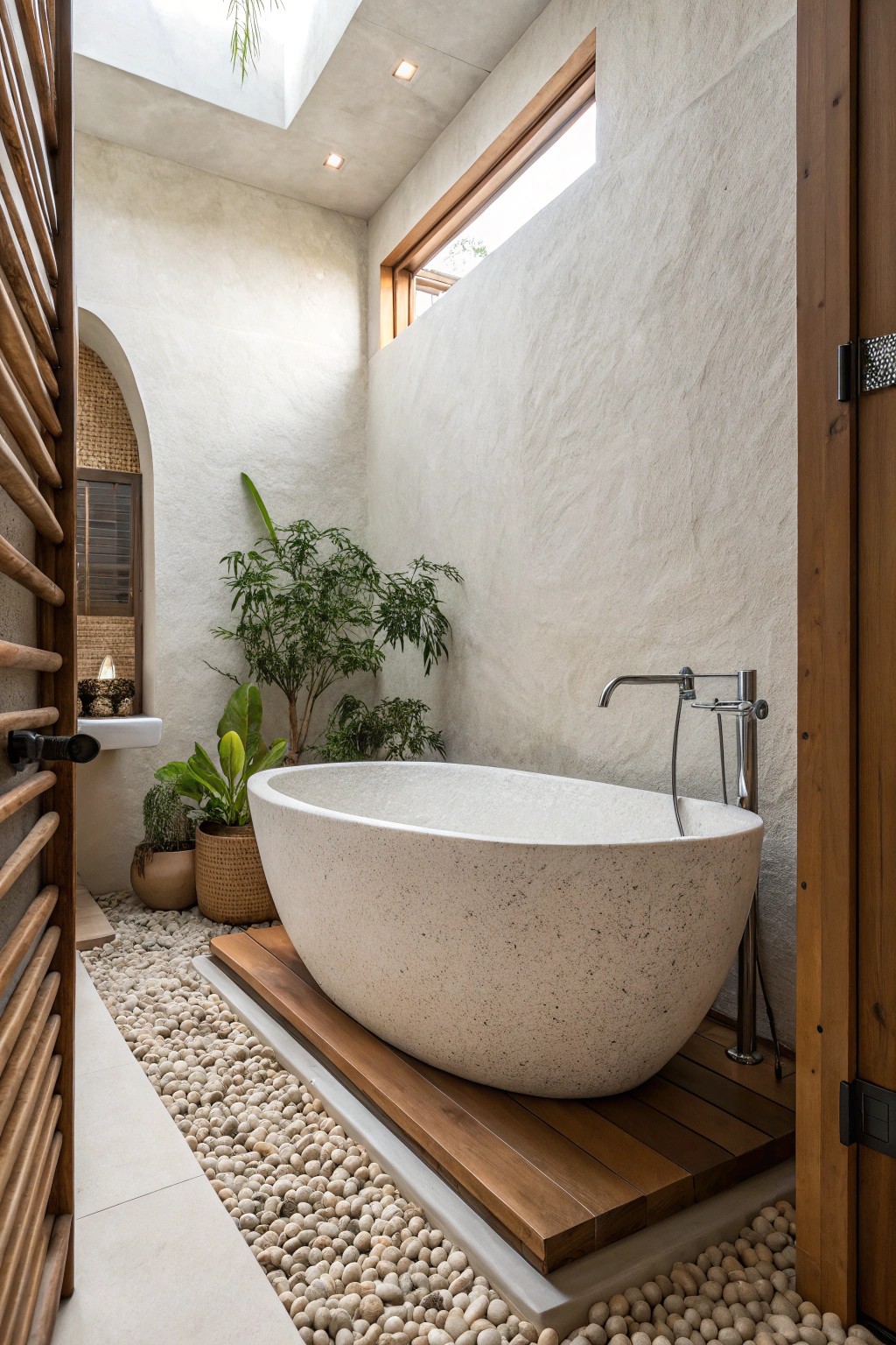 Make a statement in your small bathroom with a stunning freestanding soaking tub.
