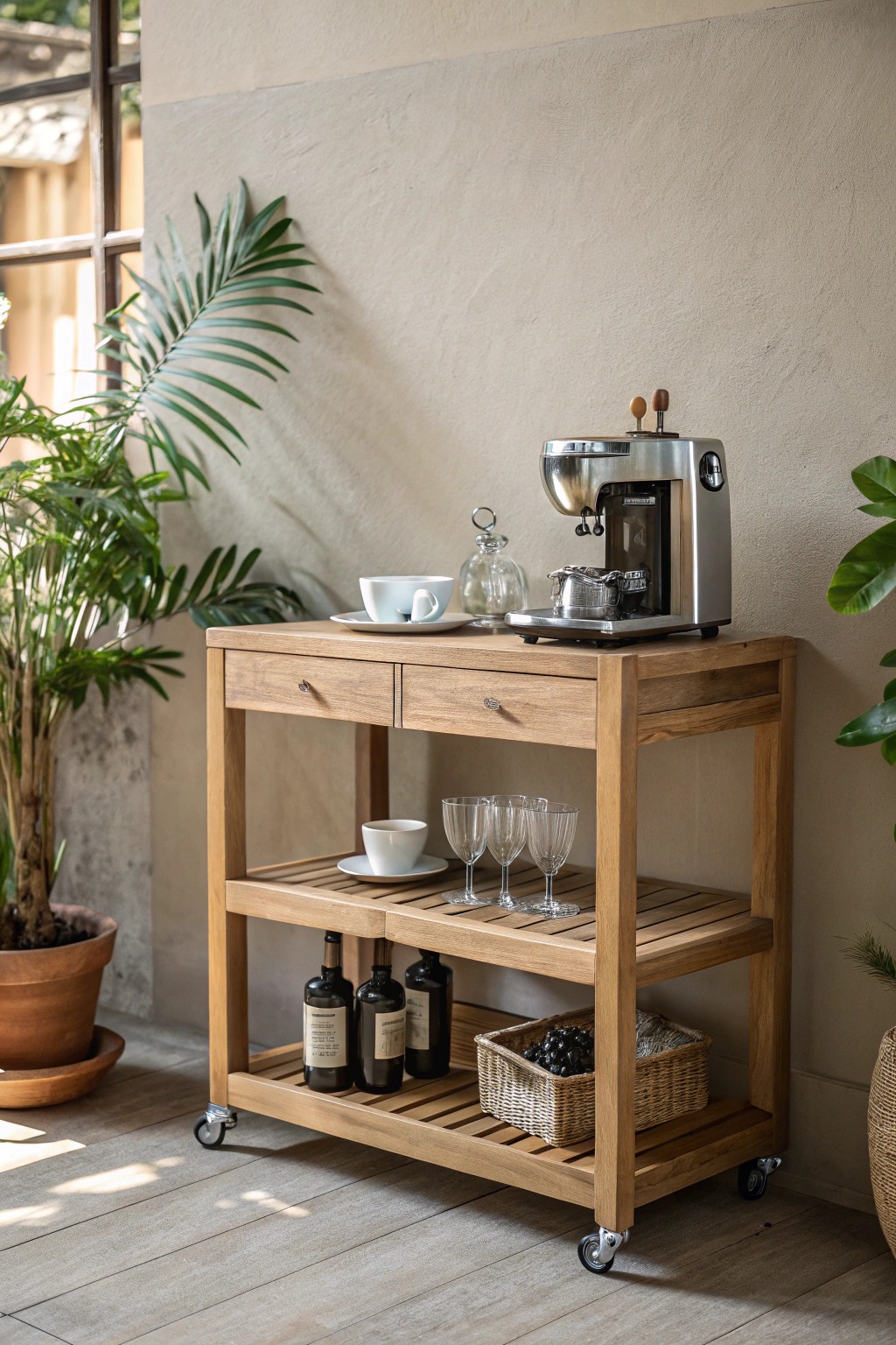 Effortless style: A coffee & cocktail bar in one beautifully crafted station.