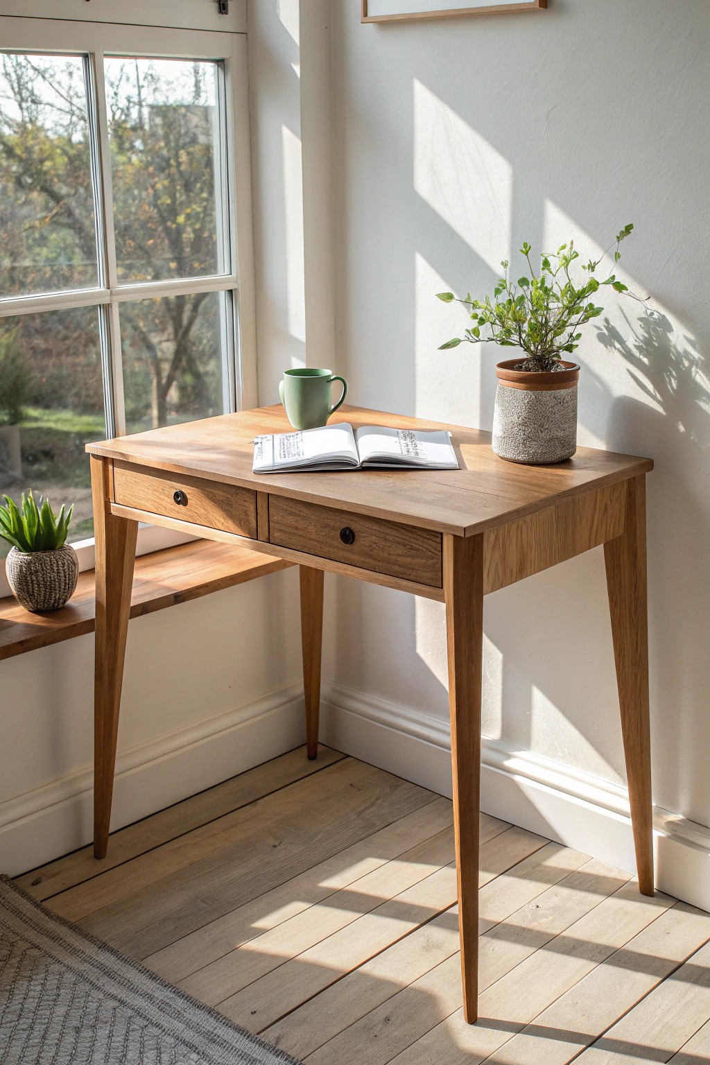 Maximize your workspace with a simple, stylish corner desk.