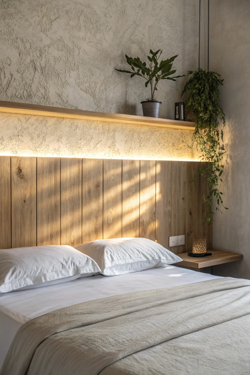 Elevate your bedroom: Highlight architectural beauty with subtle accent lighting.