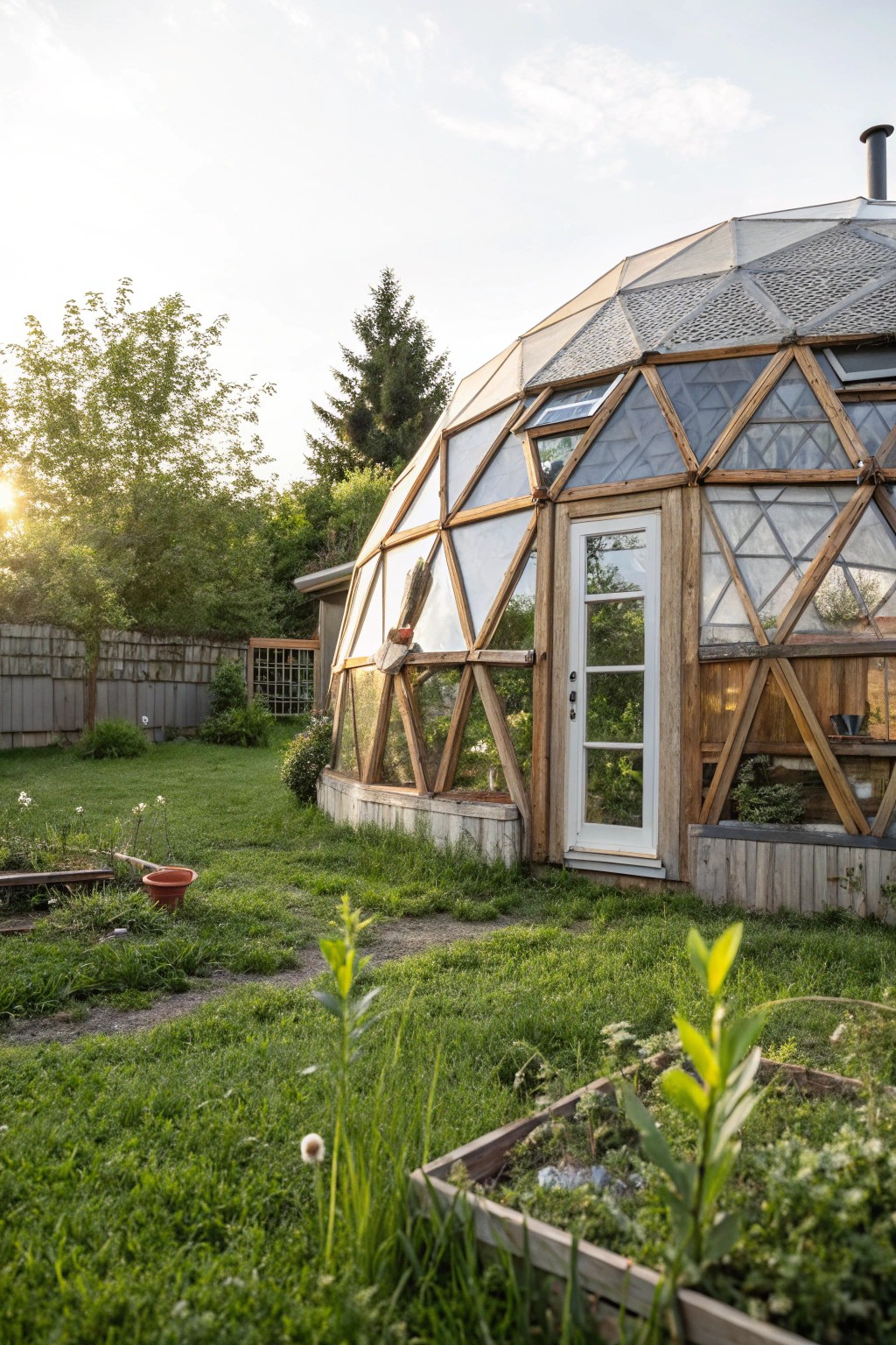 A whimsical dome greenhouse: your backyard’s handcrafted sanctuary.