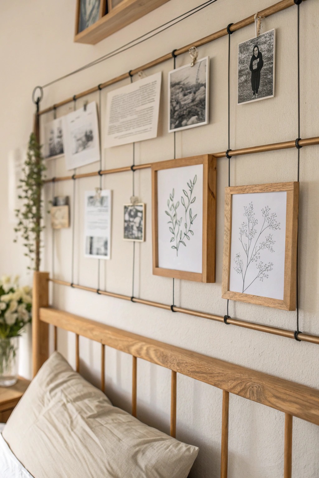 Curate your story: a personalized gallery wall for a serene, soulful bedroom.
