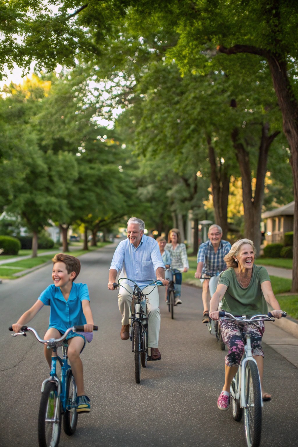A spirited family bike ride makes for a unique and lively group photo.