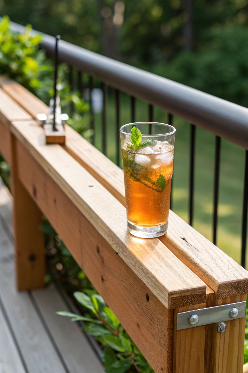Sip in style—add a handcrafted drink rail to your deck for effortless elegance.