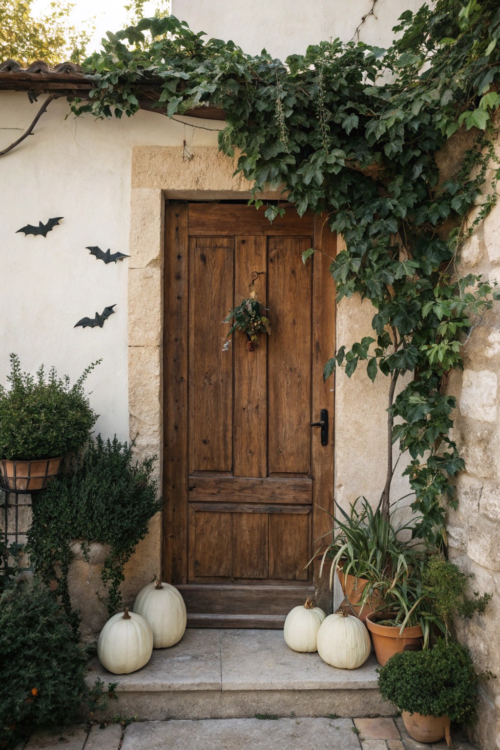A touch of enchantment: Welcome guests with a garden-inspired Halloween door.