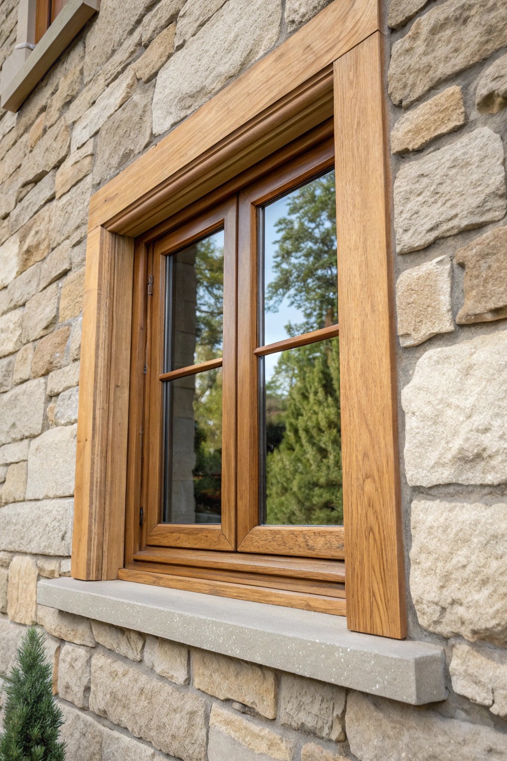 Double the charm: mirrored trim gives classic windows a modern twist.