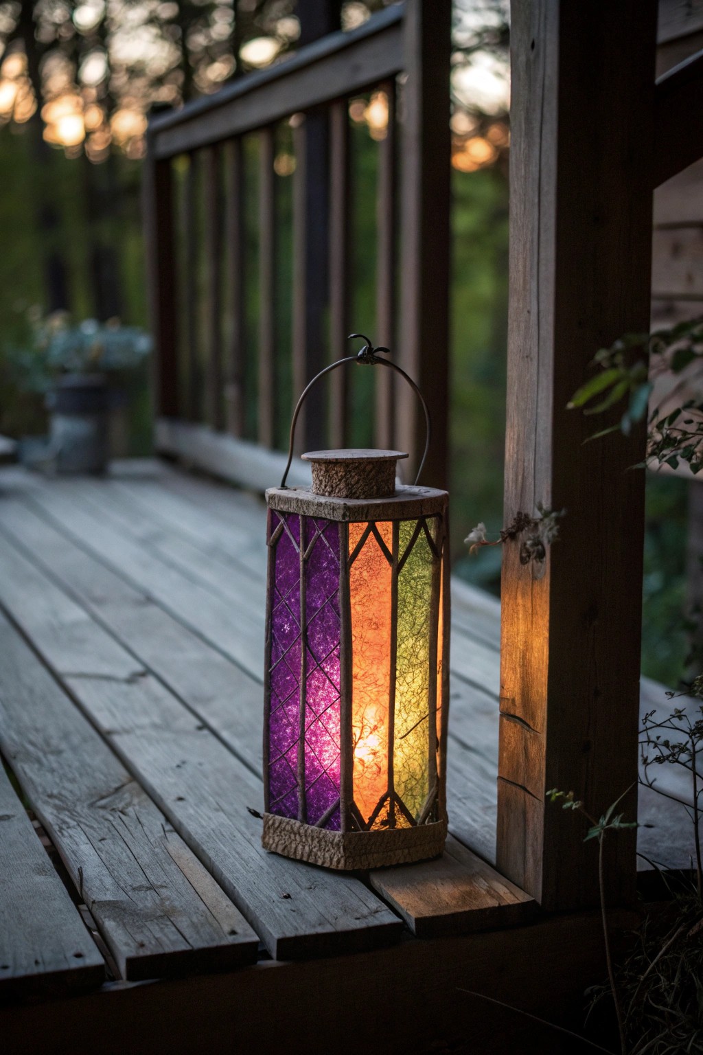 Enchant your porch with a handcrafted lantern that glows in shifting Halloween hues.