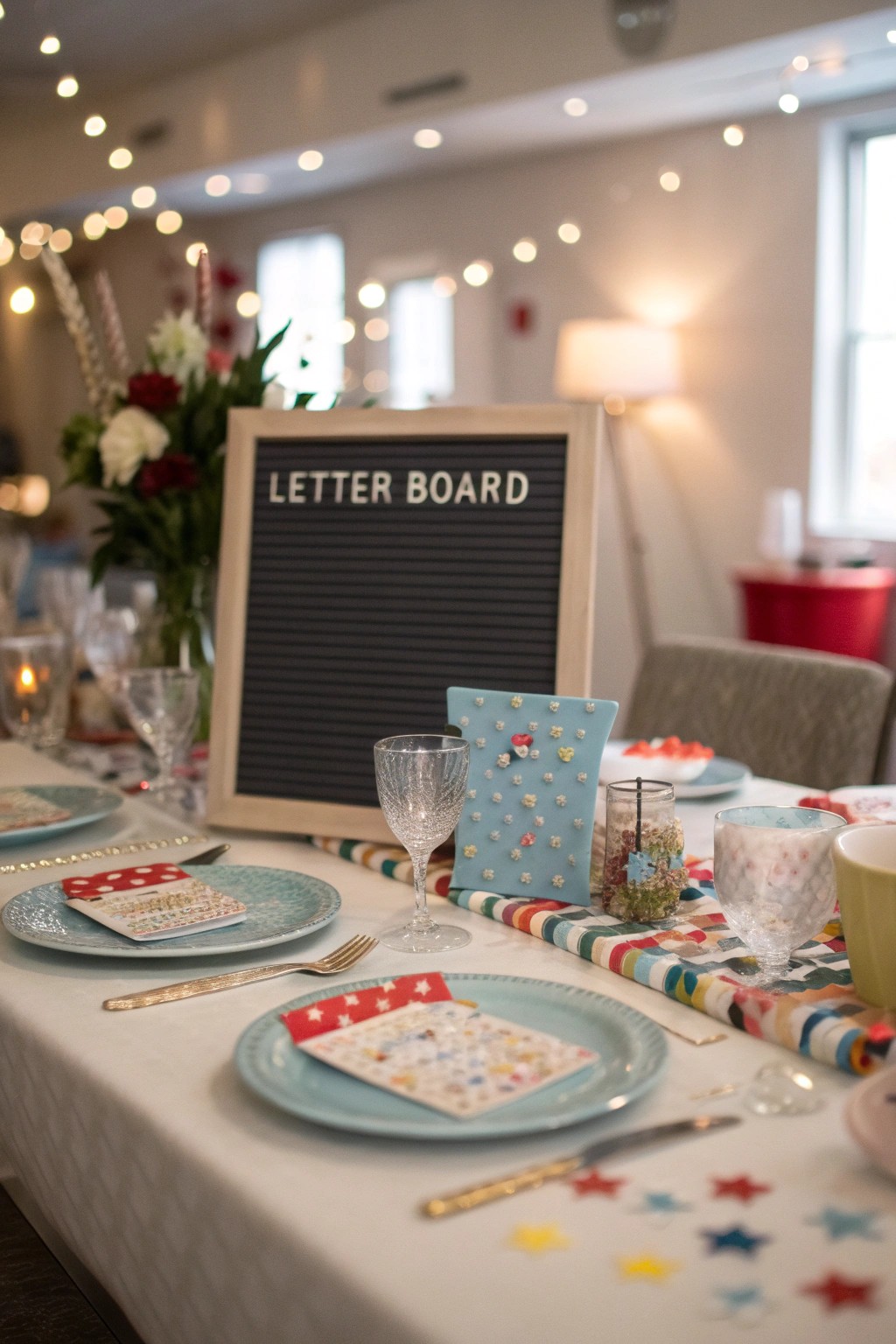 Set the scene for your party with a themed letter board sign.