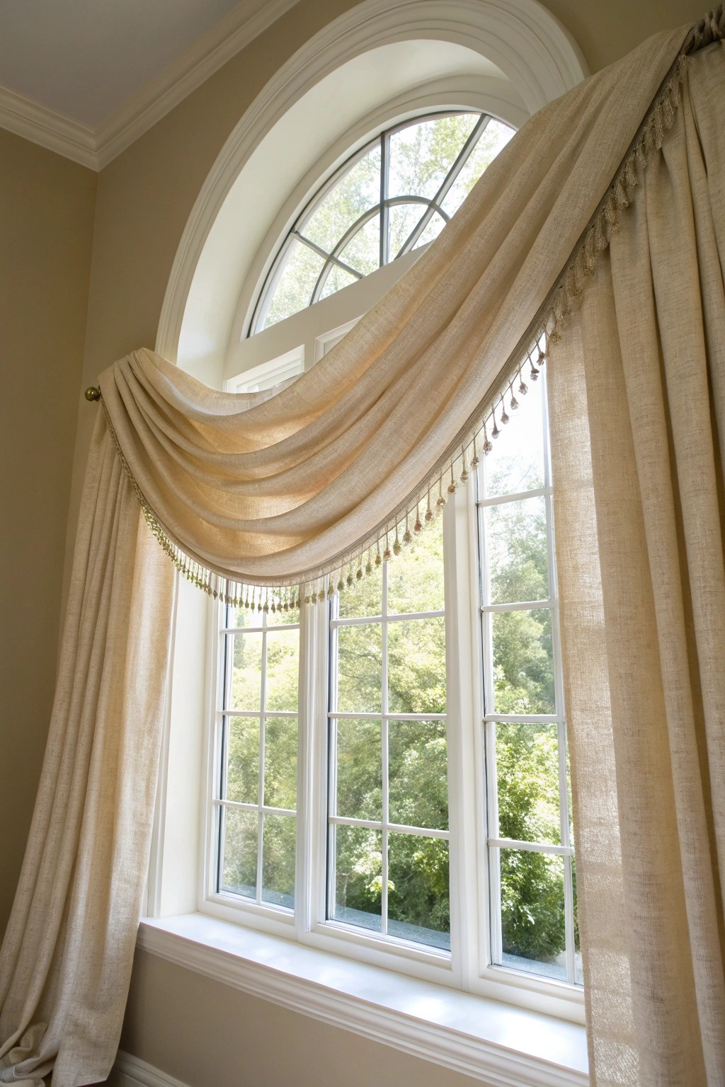 Elevate your living room with a handcrafted linen valance—where simplicity meets sculptural elegance.
