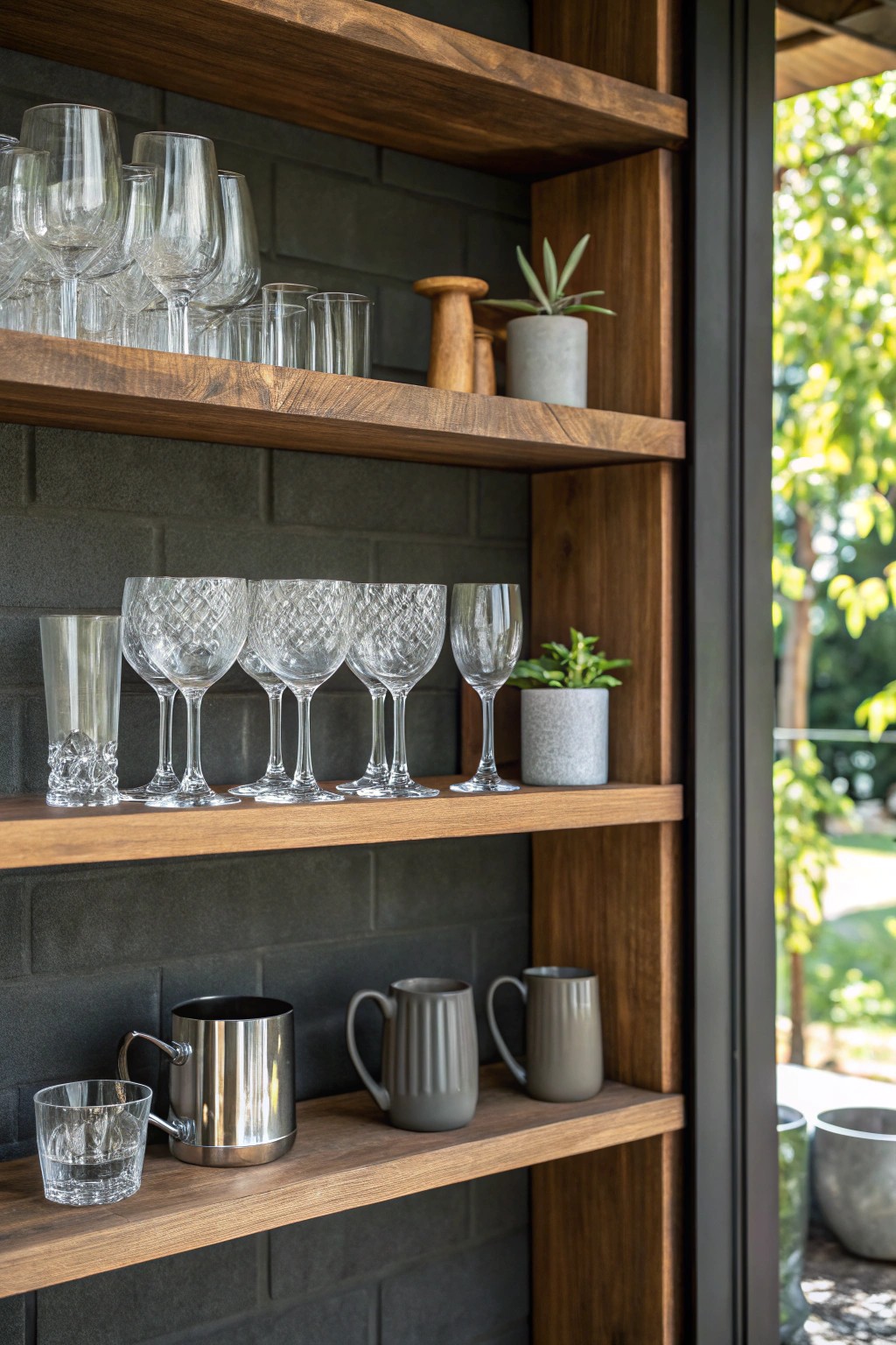 Elevate your man cave bar with a stylish glassware display—where every piece tells a story.