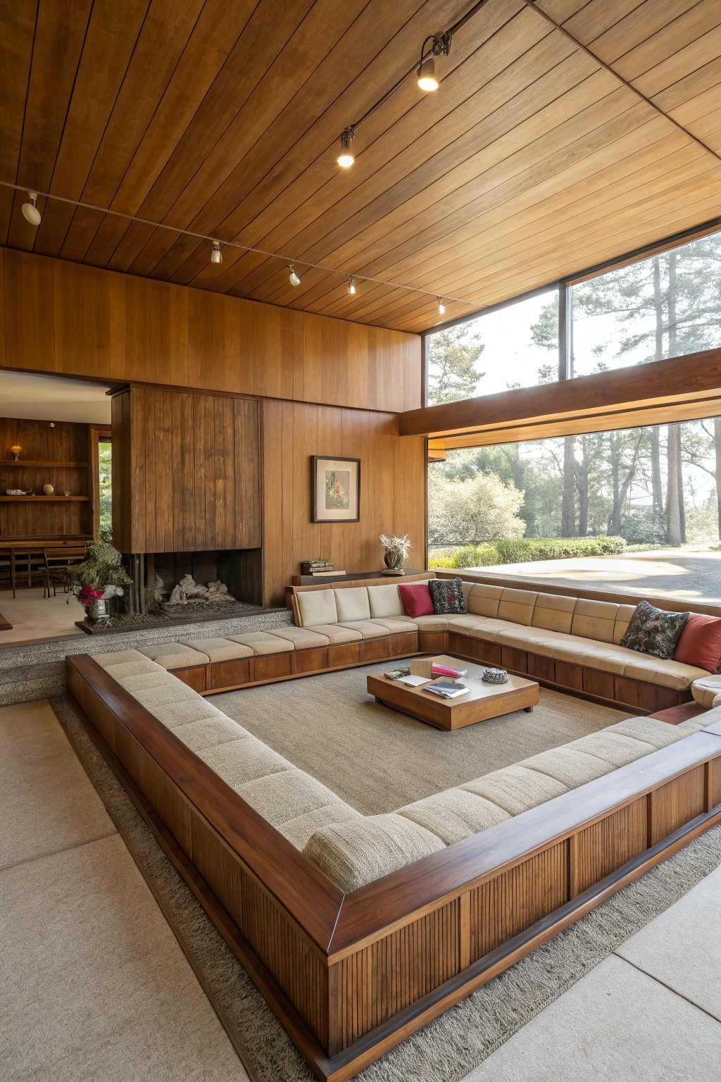 A sunken conversation pit: the ultimate mid-century surprise for your living room.