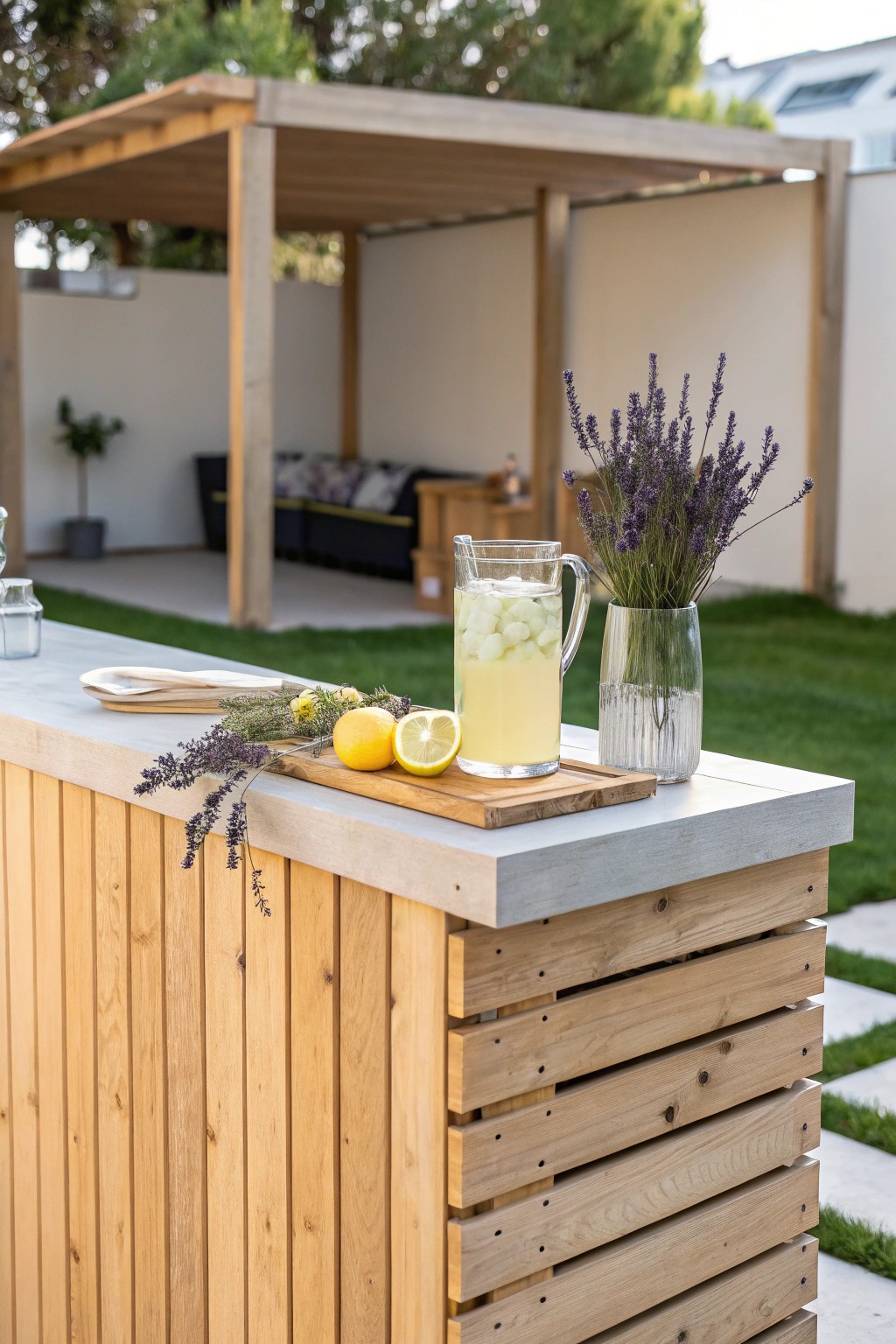 A hidden outdoor bar for instant backyard elegance—cheers to surprise and simplicity!