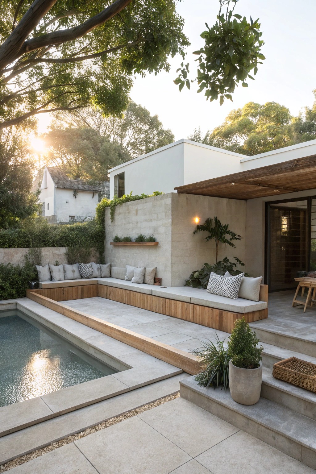 Discover the timeless charm of a sunken lounge—where poolside relaxation meets handcrafted elegance.