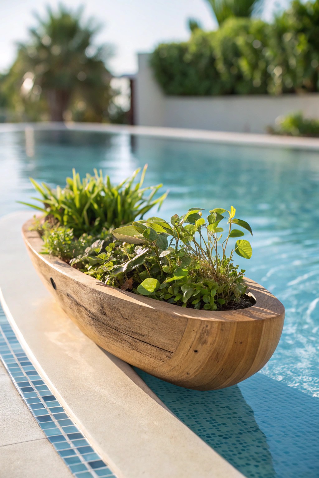 Elevate your pool with a handcrafted floating planter—simple, stunning, and uniquely serene.