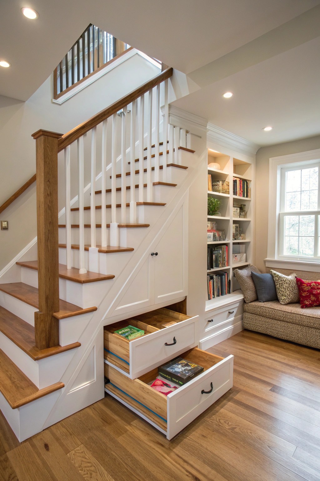 Transform your basement with a stylish staircase that blends beauty and smart storage.