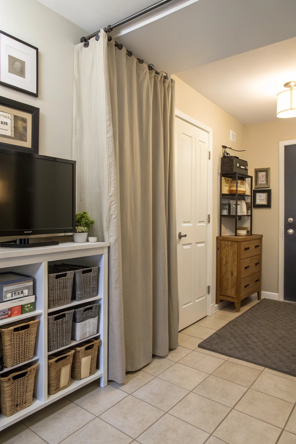 A tailored entryway brings order and style to the smallest studios.