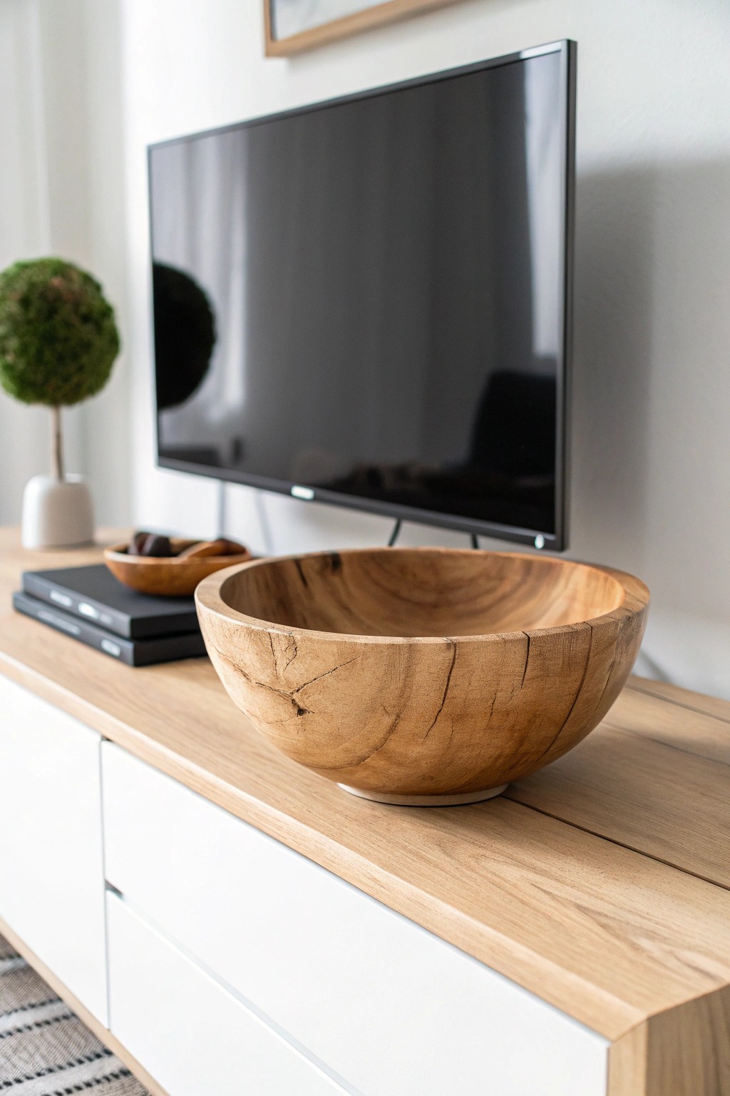 Elevate your TV stand with a touch of natural wood warmth.