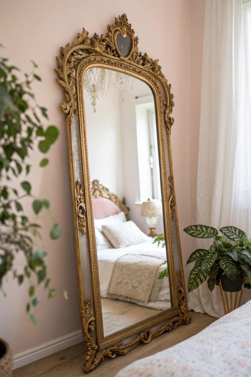 Vintage charm: An ornate mirror brings timeless beauty and character to any tween girl's room.
