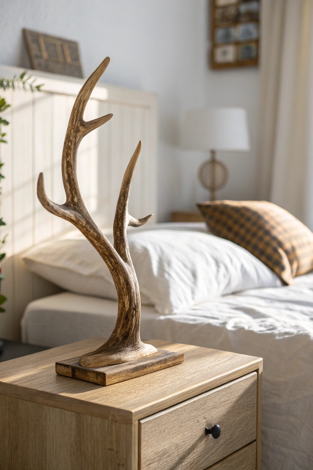 Minimalist Western elegance: one striking antler, endless style possibilities.