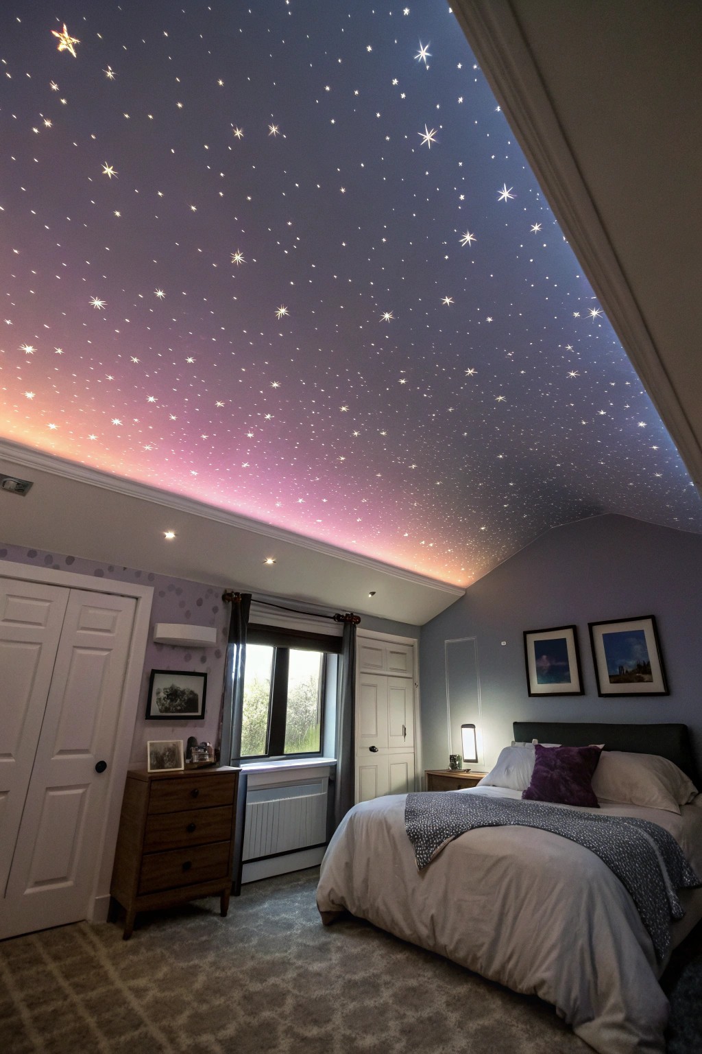 A unique ceiling draws the eye upward and adds an element of surprise.