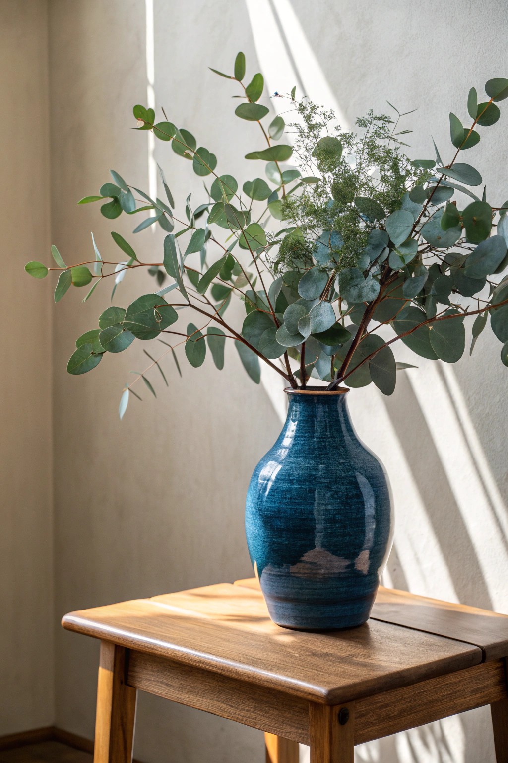 Blue and green fusion: a handcrafted vase brings natural energy to your living room.