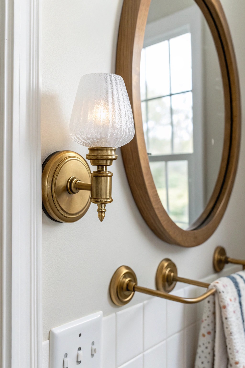 Elevate your small bathroom with a timeless wall-mounted sconce—where style meets functionality.