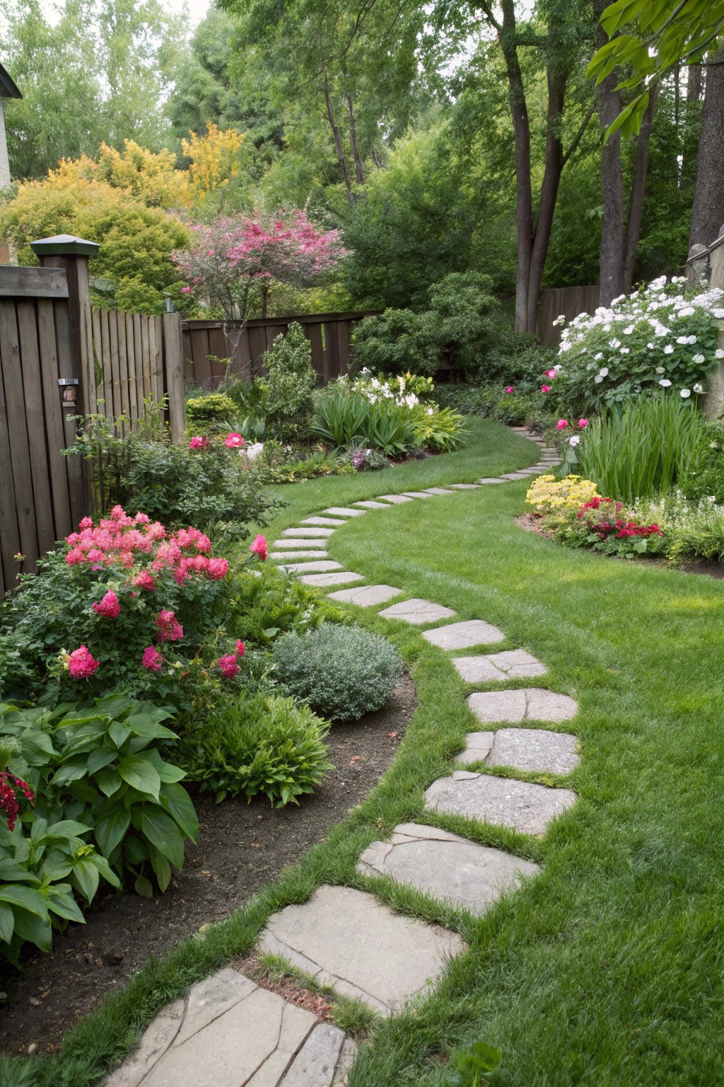 A winding pathway brings storybook charm and easy access to your backyard spaces.