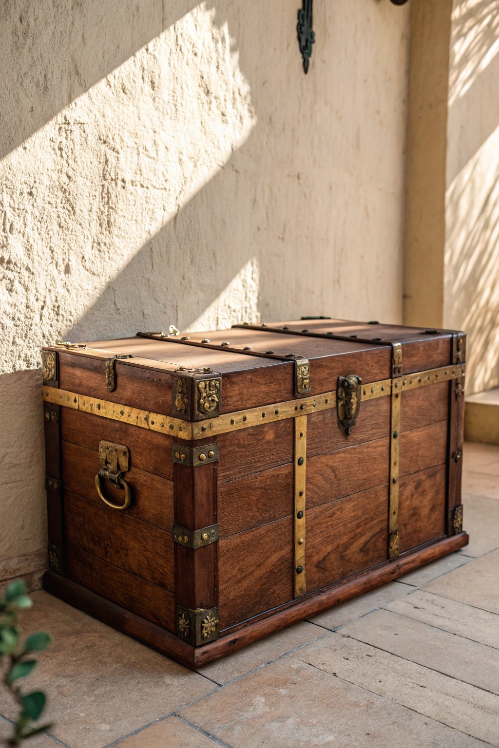 A vintage trunk: the perfect subtle statement for a thoughtfully themed room.