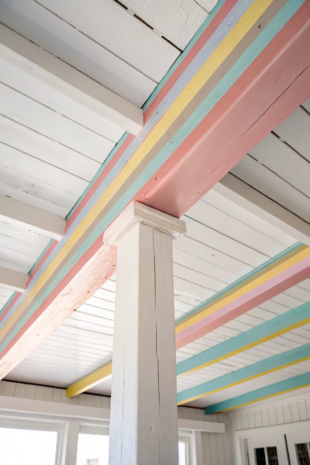 Make your ceiling beams pop with playful stripes and artisan flair.