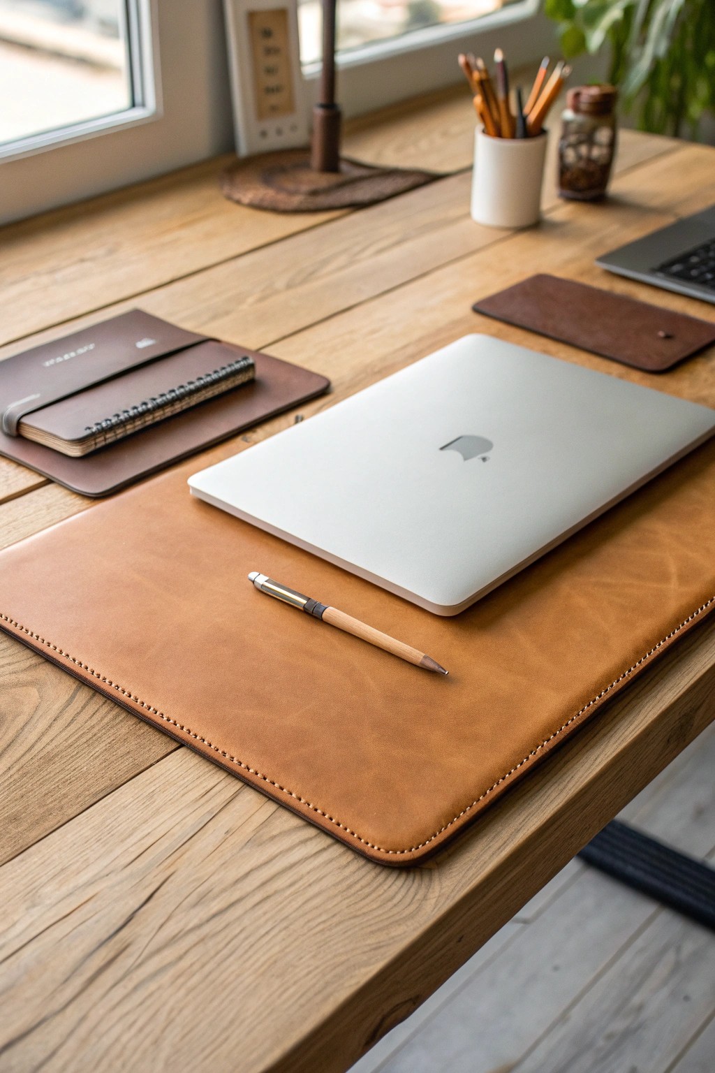 Elevate your workspace with a handcrafted desk pad for effortless organization.
