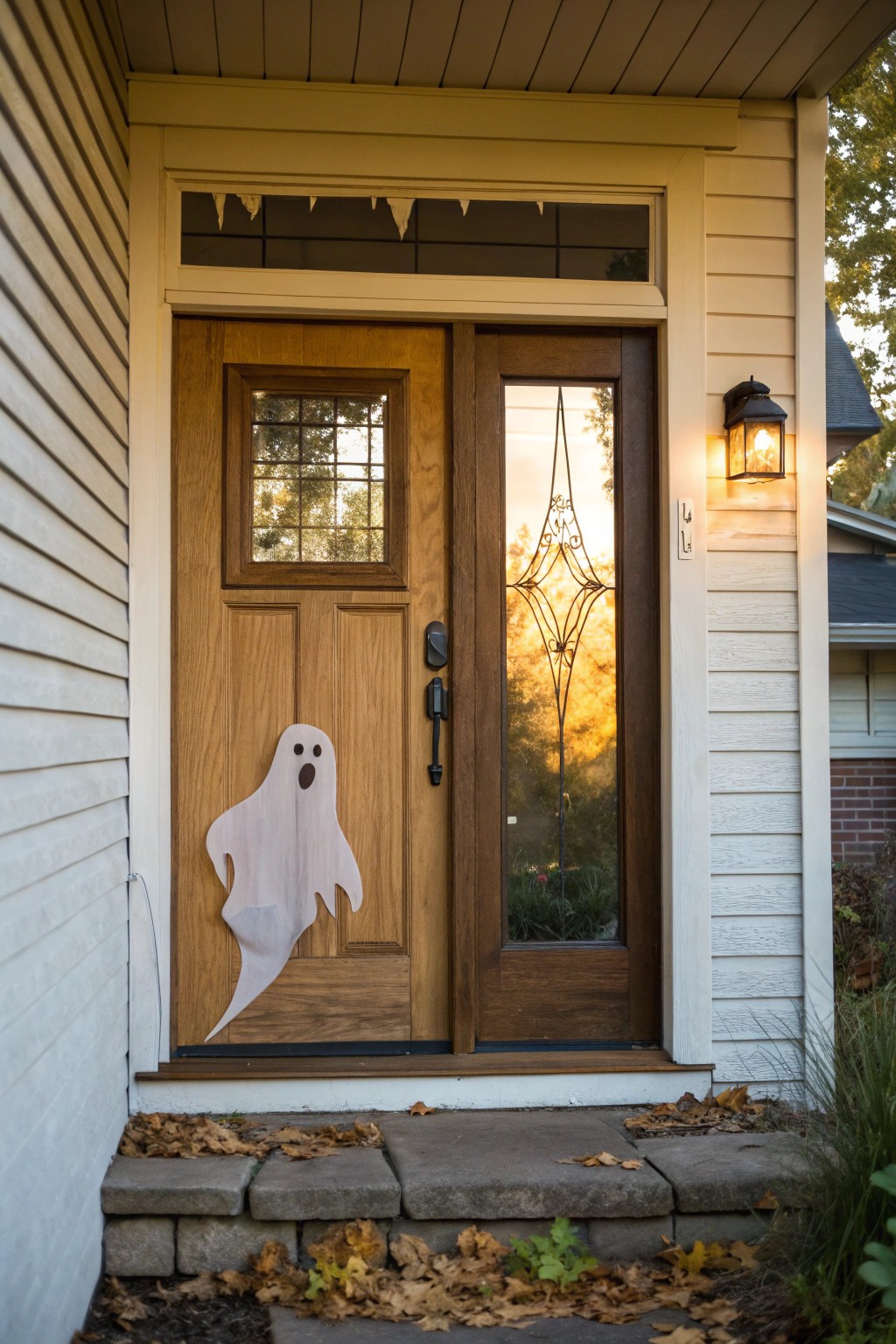 Minimal Halloween magic: a handcrafted ghost silhouette brings playful shadows to your front door.