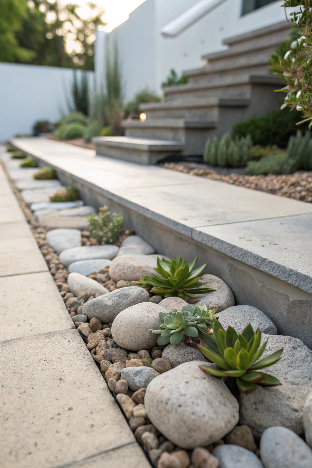 Elevate your entryway with a serene mini rock garden border—simple, natural, and irresistibly charming.