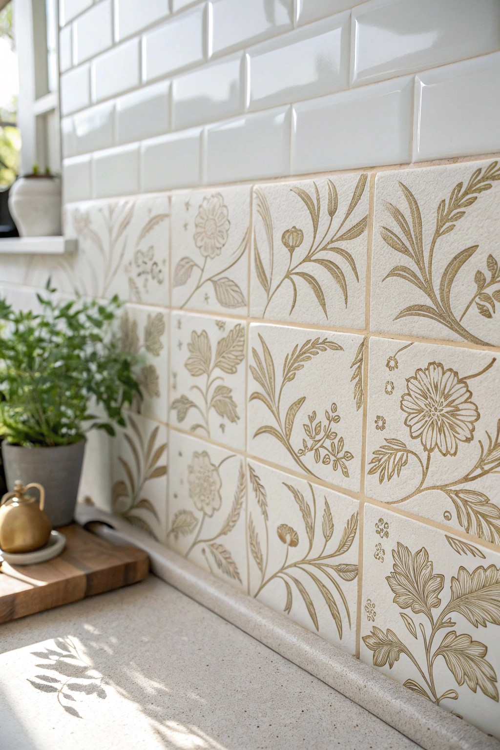 Create your own custom kitchen backsplash with stenciled tiles—simple, beautiful, and budget-friendly.